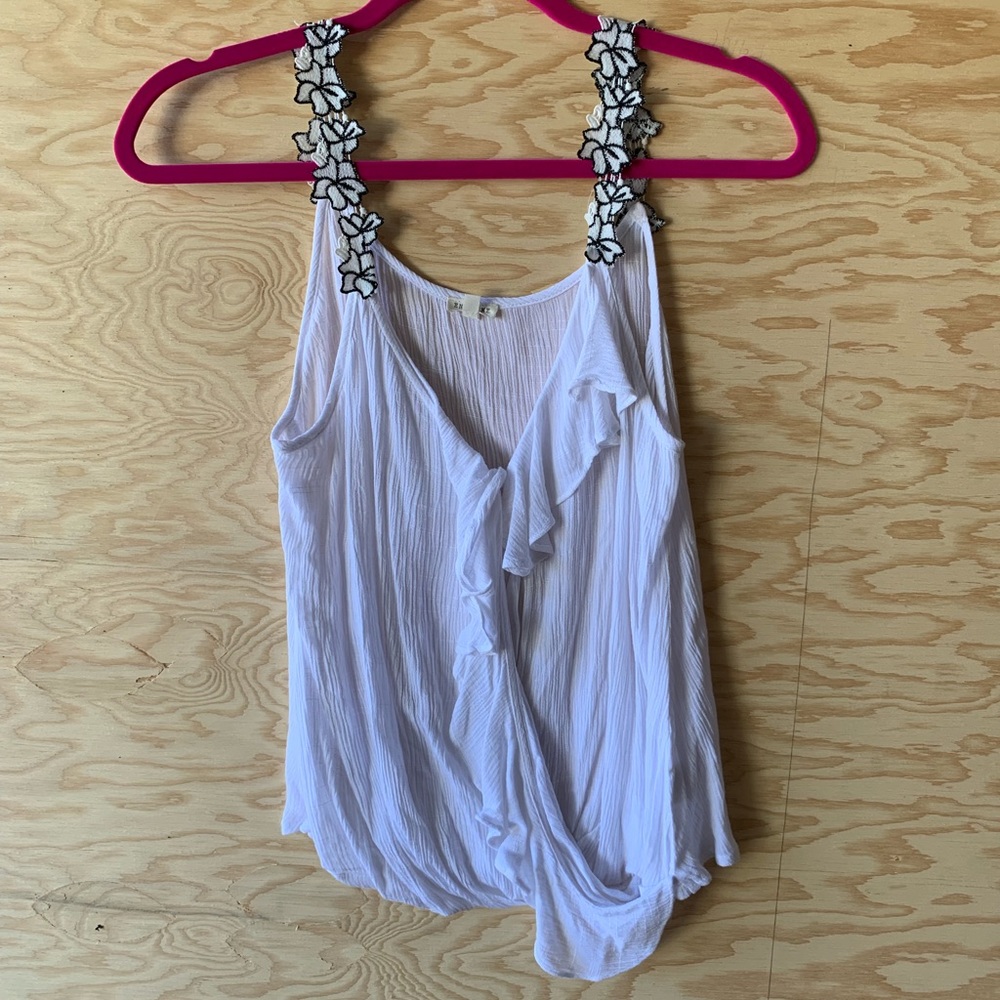 White tank top with floral straps